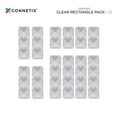 Connetix Tiles - Rectangle Pack 12pce | Clear Magnetic Play Connetix 