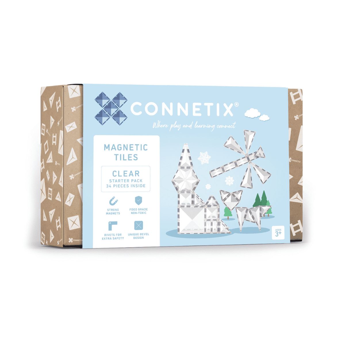 Connetix Tiles - Starter Pack 34pc | Clear Magnetic Play Connetix 
