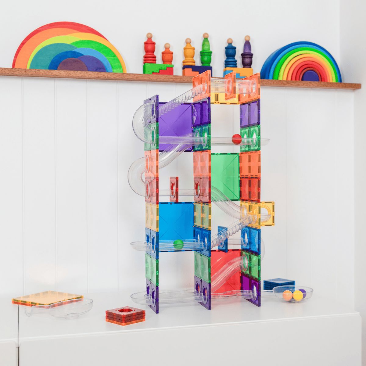 Connetix Tiles - Super Ball Run Pack 134pc | Rainbow Magnetic Play Connetix 