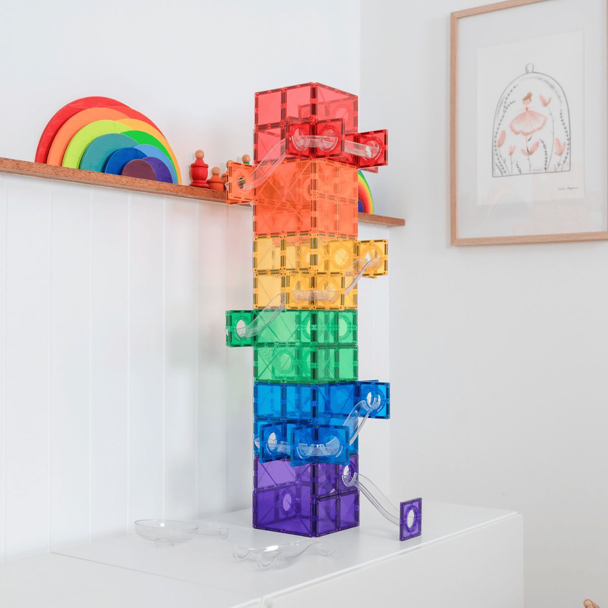 Connetix Tiles - Super Ball Run Pack 134pc | Rainbow Magnetic Play Connetix 