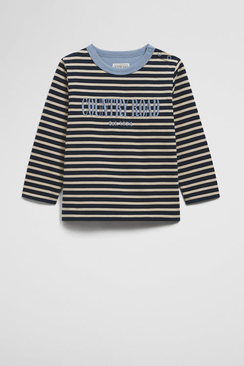 Country Road - Australian Cotton Long Sleeve Heritage T-shirt | Navy Stripe