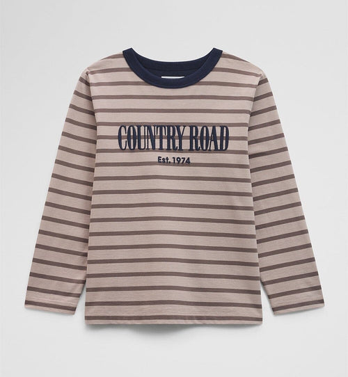Country Road - Long Sleeve Heritage T-shirt | Chocolate Stripe