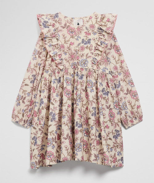 Country Road - Organically Grown Cotton Printed Ruffle Cord Dress | Winter Garden