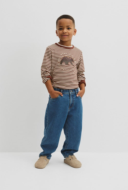 Country Road - Organically Grown Cotton Stripe Bear t-Shirt | Chestnut
