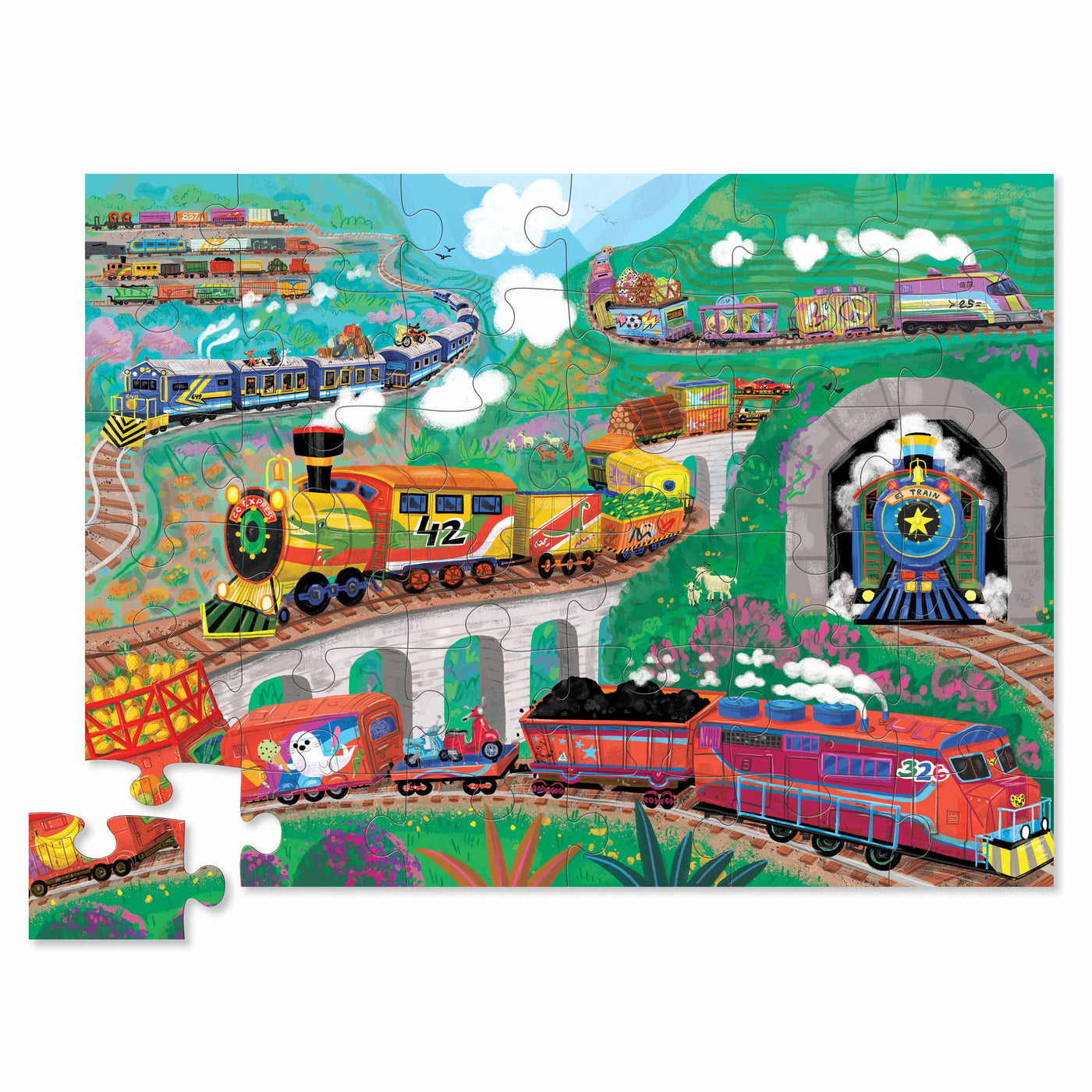 Crocodile Creek - Classic Floor Puzzle 36pc | All Aboard (Foil Stamped) Puzzles Crocodile Creek 