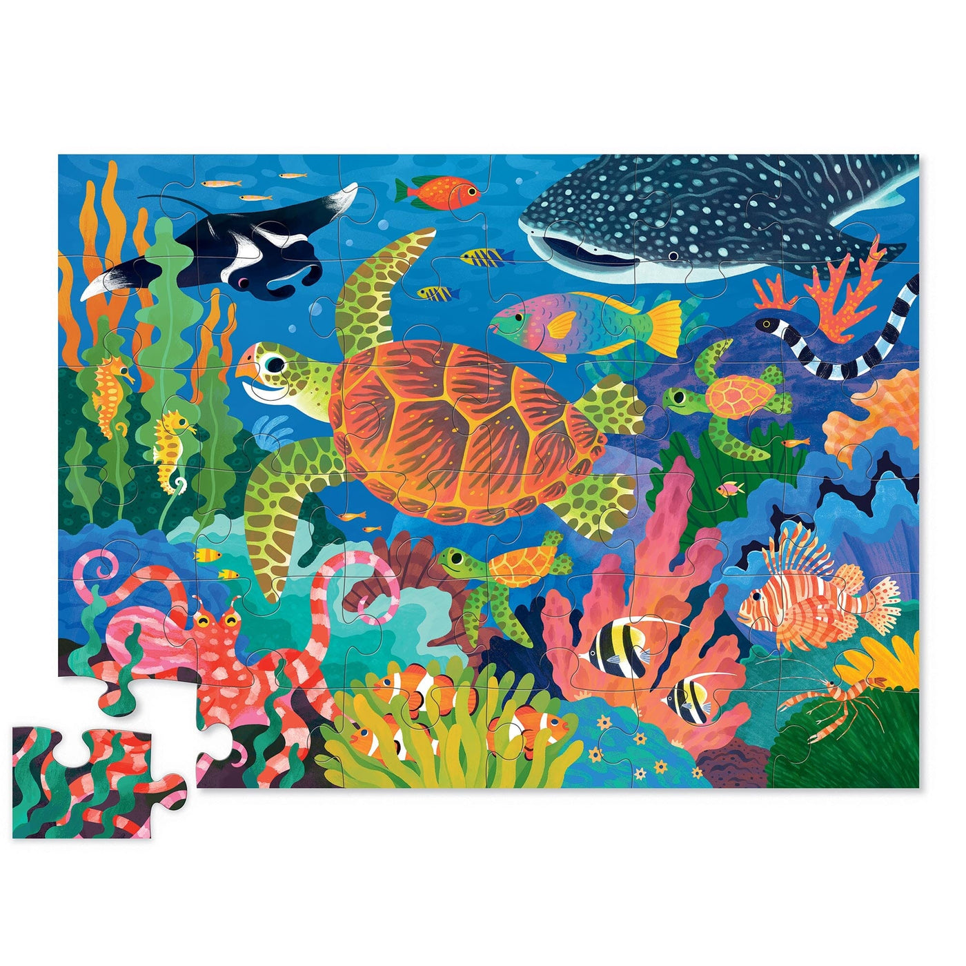 Crocodile Creek - Classic Floor Puzzle 36pc | Sea Turtle (Foil Stamped) Puzzles Crocodile Creek 