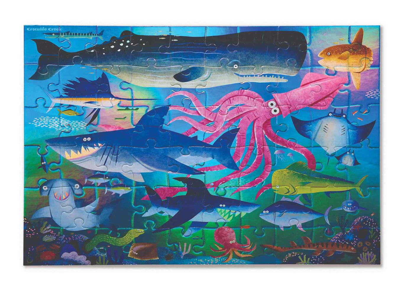 Crocodile Creek - Foil Puzzle 60 pc | Shimmering Shark Puzzles Crocodile Creek 