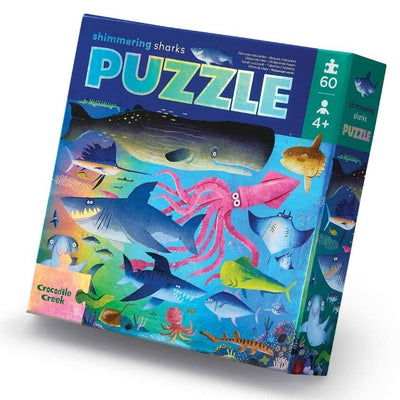 Crocodile Creek - Foil Puzzle 60 pc | Shimmering Shark Puzzles Crocodile Creek 