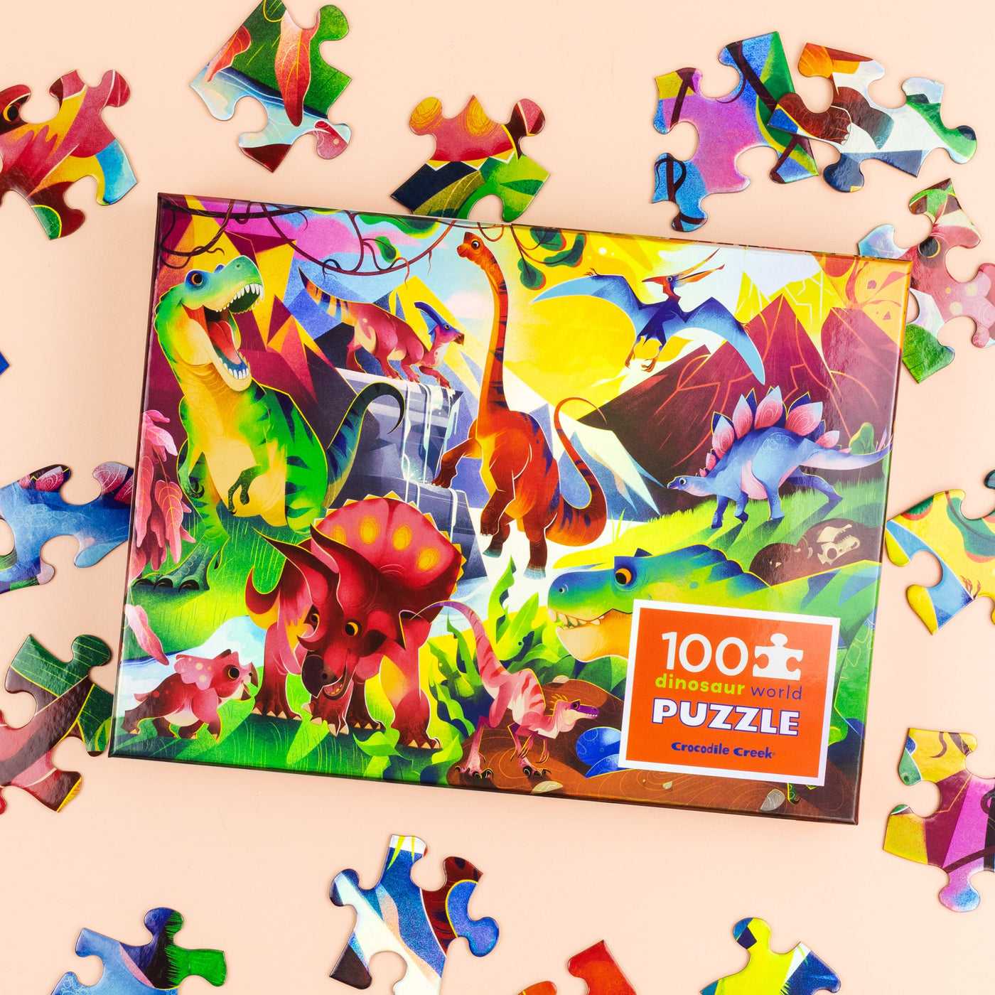 Crocodile Creek - Holographic Pazzle 100pc - Dinosaur World Puzzles Crocodile Creek 