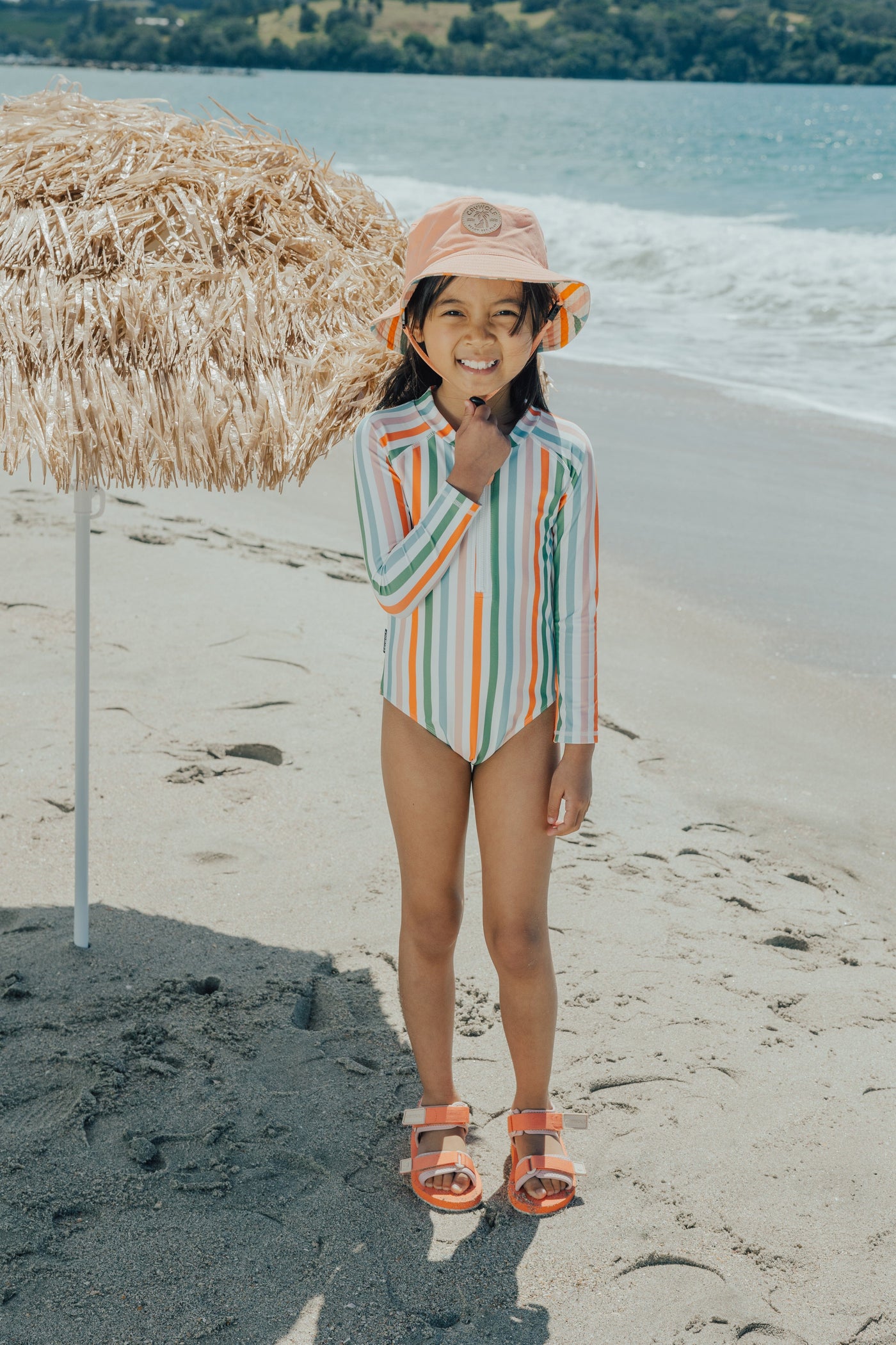 Crywolf Long Sleeve Swimsuit - Summer Stripe One-Piece Swimsuit Crywolf 