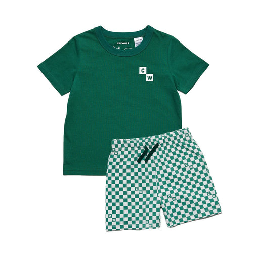 Crywolf - Short Sleeve Sleep Set | Sea Green Check