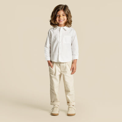 Designer Kidz - Archie L/S Button Shirt | Ivory Long Sleeve Shirt Designer Kidz 