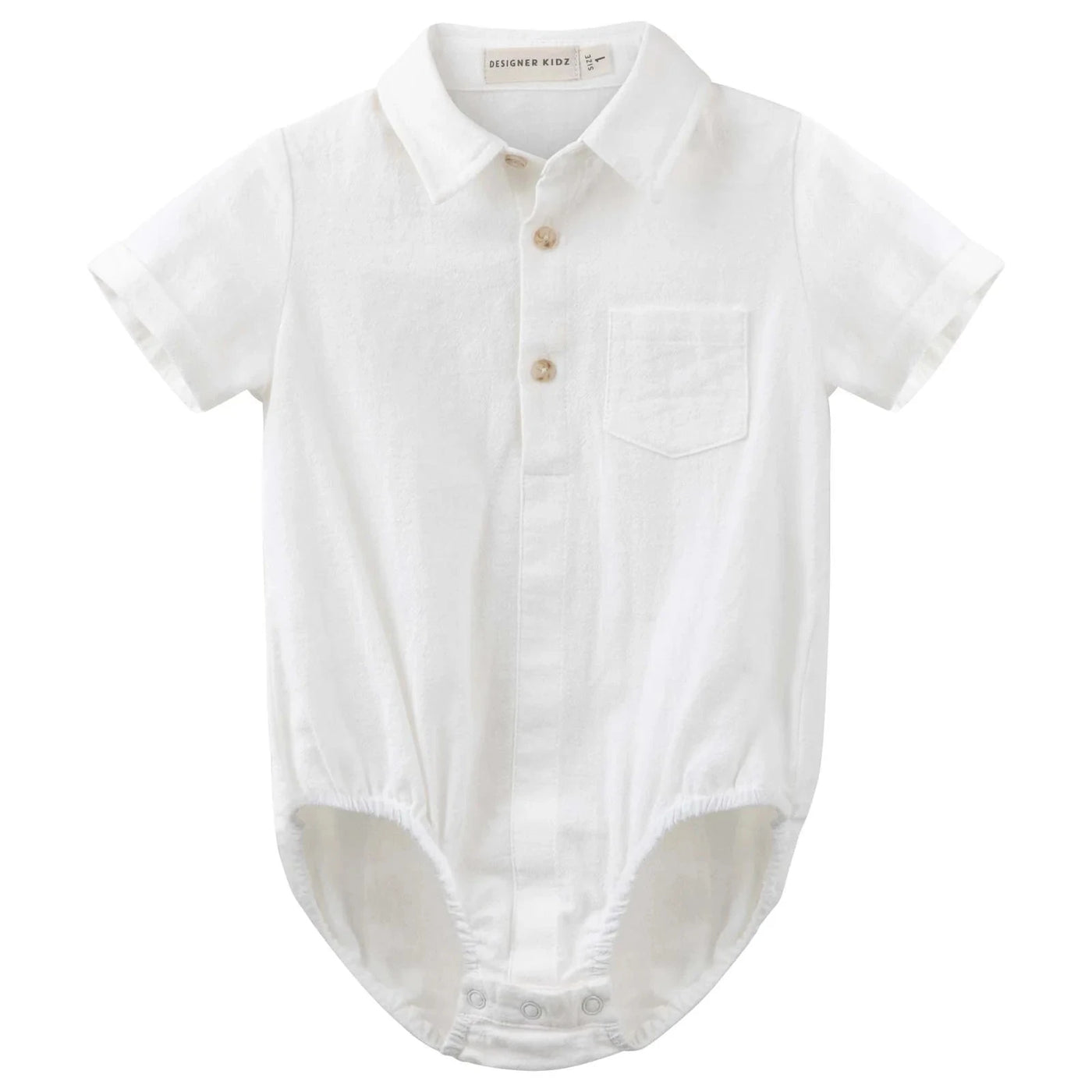 Designer Kidz - Archie S/S Button Romper | Ivory Romper Designer Kidz 