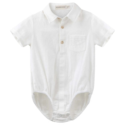Designer Kidz - Archie S/S Button Romper | Ivory Romper Designer Kidz 