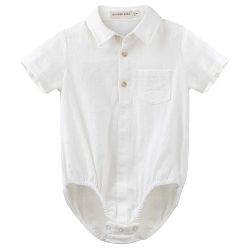 Designer Kidz - Archie S/S Button Romper | Ivory