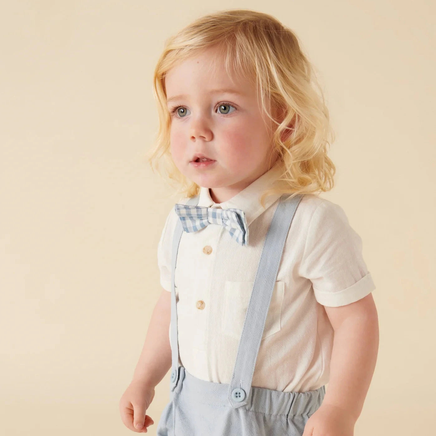 Designer Kidz - Archie S/S Button Romper | Ivory Romper Designer Kidz 