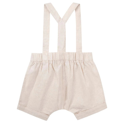 Designer Kidz - Finley Linen Suspender Shorts | Sand Shorts Designer Kidz 