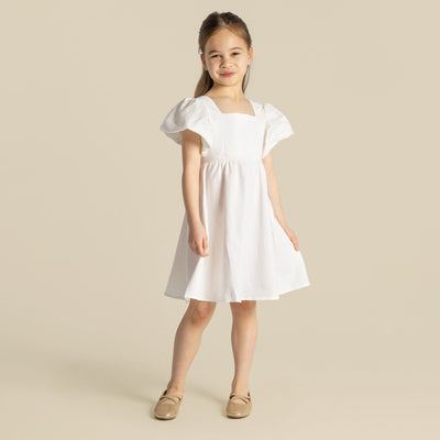 Designer Kidz - Grace Tie Back Dress | Ecru Short Sleeve Dress Designer Kidz 