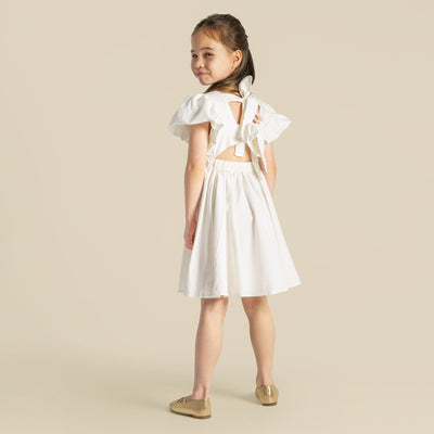 Designer Kidz - Grace Tie Back Dress | Ecru Short Sleeve Dress Designer Kidz 