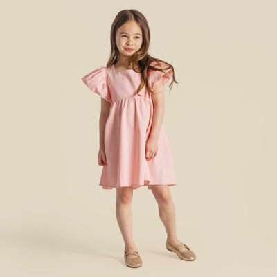 Designer Kidz - Grace Tie Back Dress | Pale Pink Short Sleeve Dress Designer Kidz 