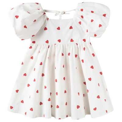Designer Kidz - Love Hearts Puff Sleeve Dress Short Sleeve Dress Designer Kidz 