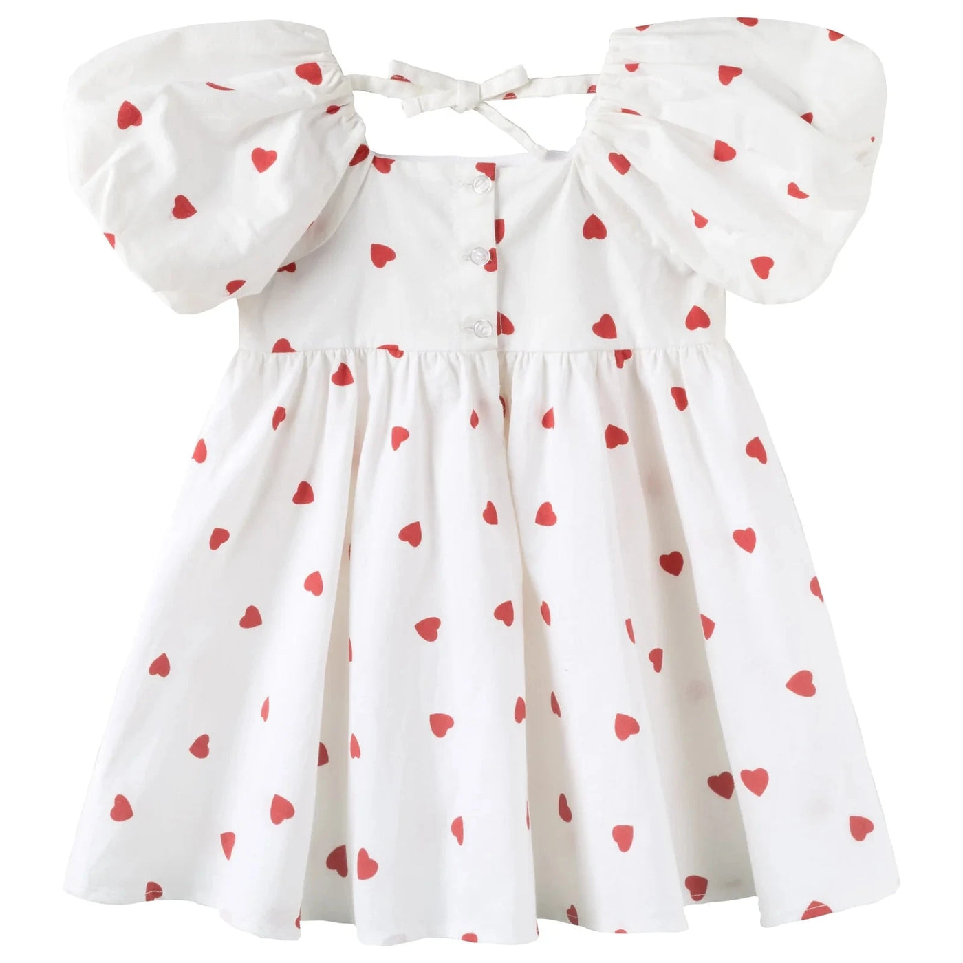 Designer Kidz - Love Hearts Puff Sleeve Dress Short Sleeve Dress Designer Kidz 