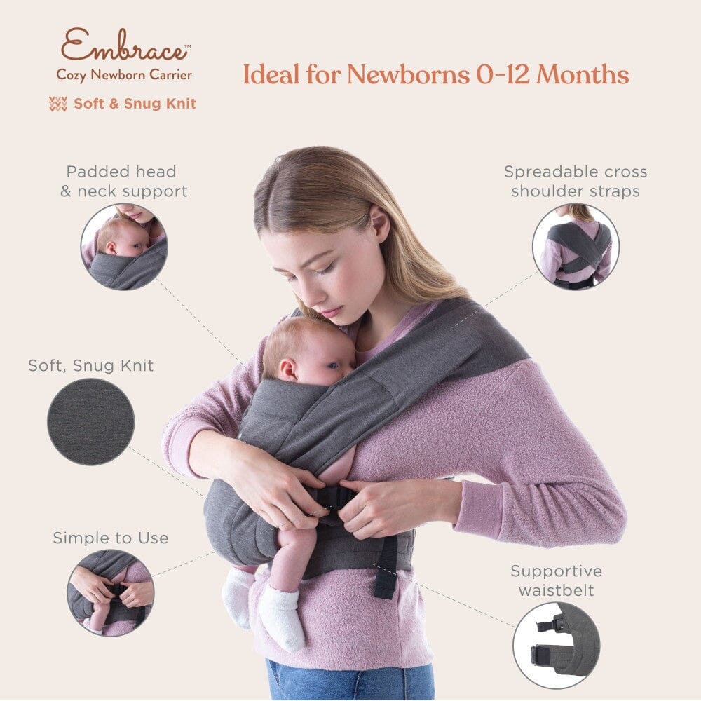 Ergobaby - Ergobaby Embrace Newborn Carrier - Pure Black Baby Carrier Ergobaby 