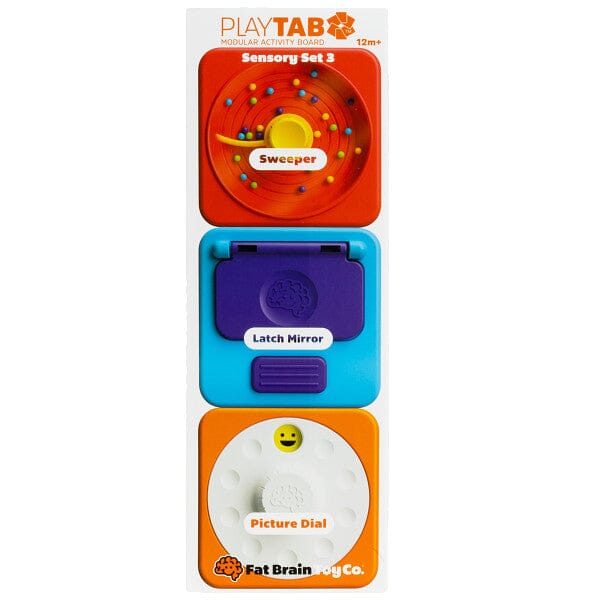 Fat Brain Toys - Playtab Sensory Set 3. Sweeper, Latch Mirror, Picture Dial Tile Sensory Toy Fat Brain Toys 