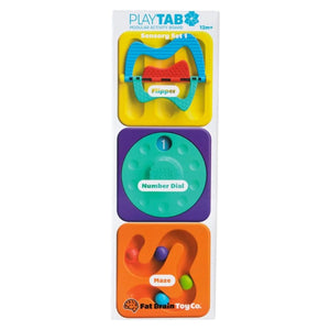 Fat Brain Toys - Playtab Sensory Set of 4 | Flipper, Number Dial, Maze Tile