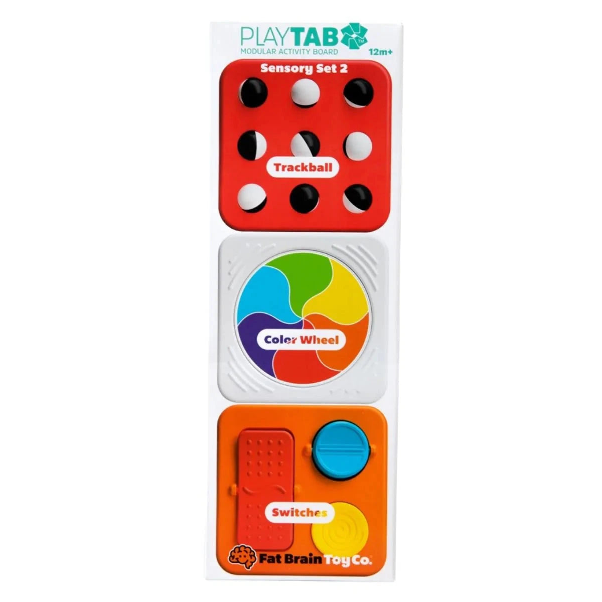 Fat Brain Toys - Playtab Sensory Set of 4 | Trackball Tile, Colour Wheel, Switches Tile Sensory Toy Fat Brain Toys 