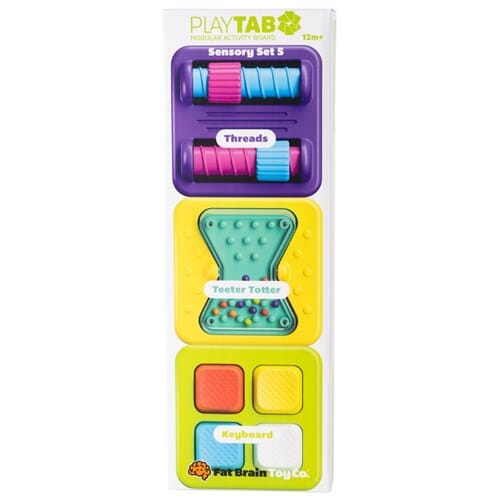 Fat Brain Toys - Playtab Tile Set 5 | Threads, Teeter, Keyboard