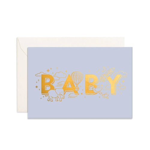 Fox & Fallow - Baby Universe Mini Greeting Card - Duck Egg Blue