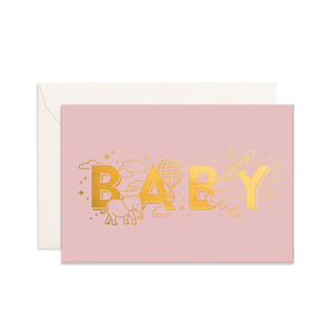 Fox & Fallow - Baby Universe Mini Greeting Card - Dusty Rose