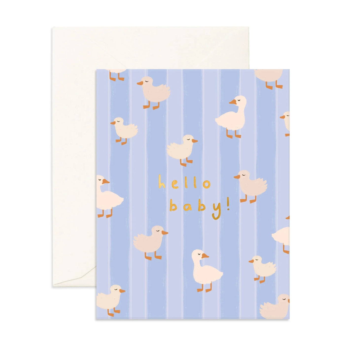 Fox & Fallow - Greeting Card | Hello Baby Ducks Blue Greeting Card Fox & Fallow 