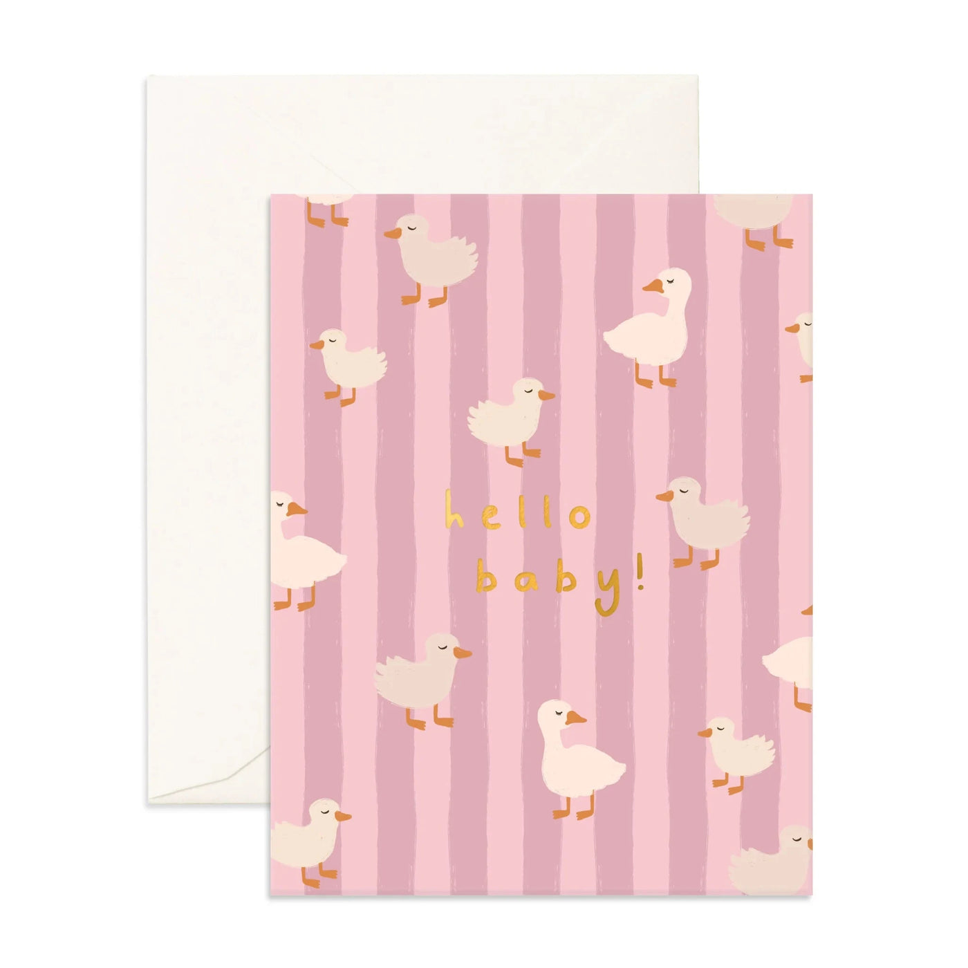Fox & Fallow - Greeting Card | Hello Baby Ducks Pink Greeting Card Fox & Fallow 