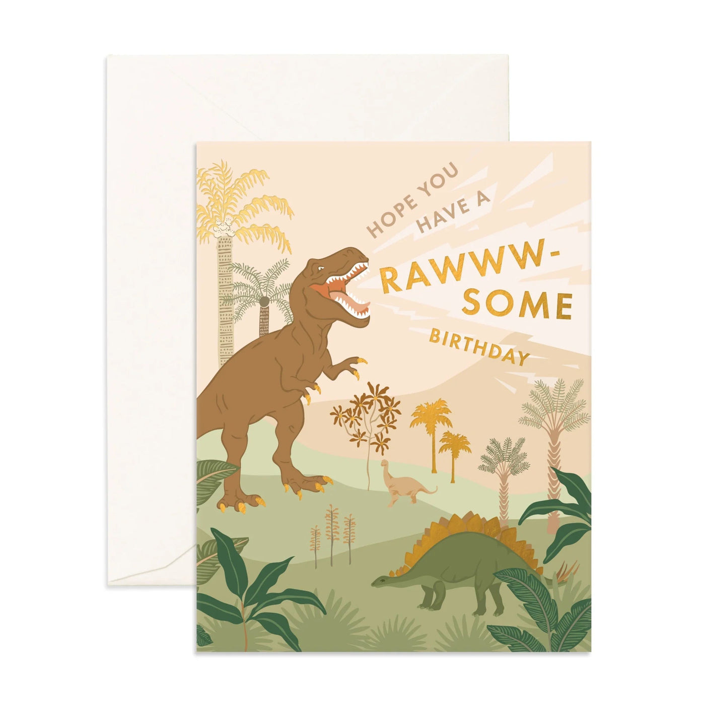 Fox & Fallow Greeting Card - Rawww-some Birthday Dinos Greeting Card Fox & Fallow 