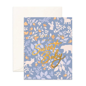 Fox & Fallow - Greeting Card | Welcome Sweet Baby Cornflower