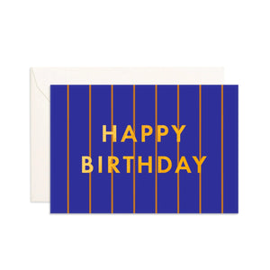 Fox & Fallow - Mini Greeting Card | Birthday Cobalt Pinstripe