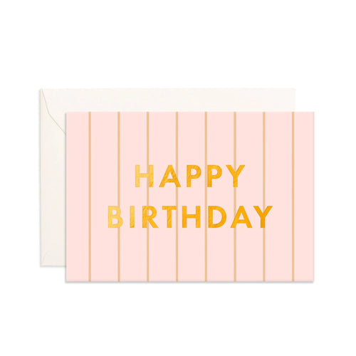 Fox & Fallow - Mini Greeting Card | Birthday Peony Pinstripe