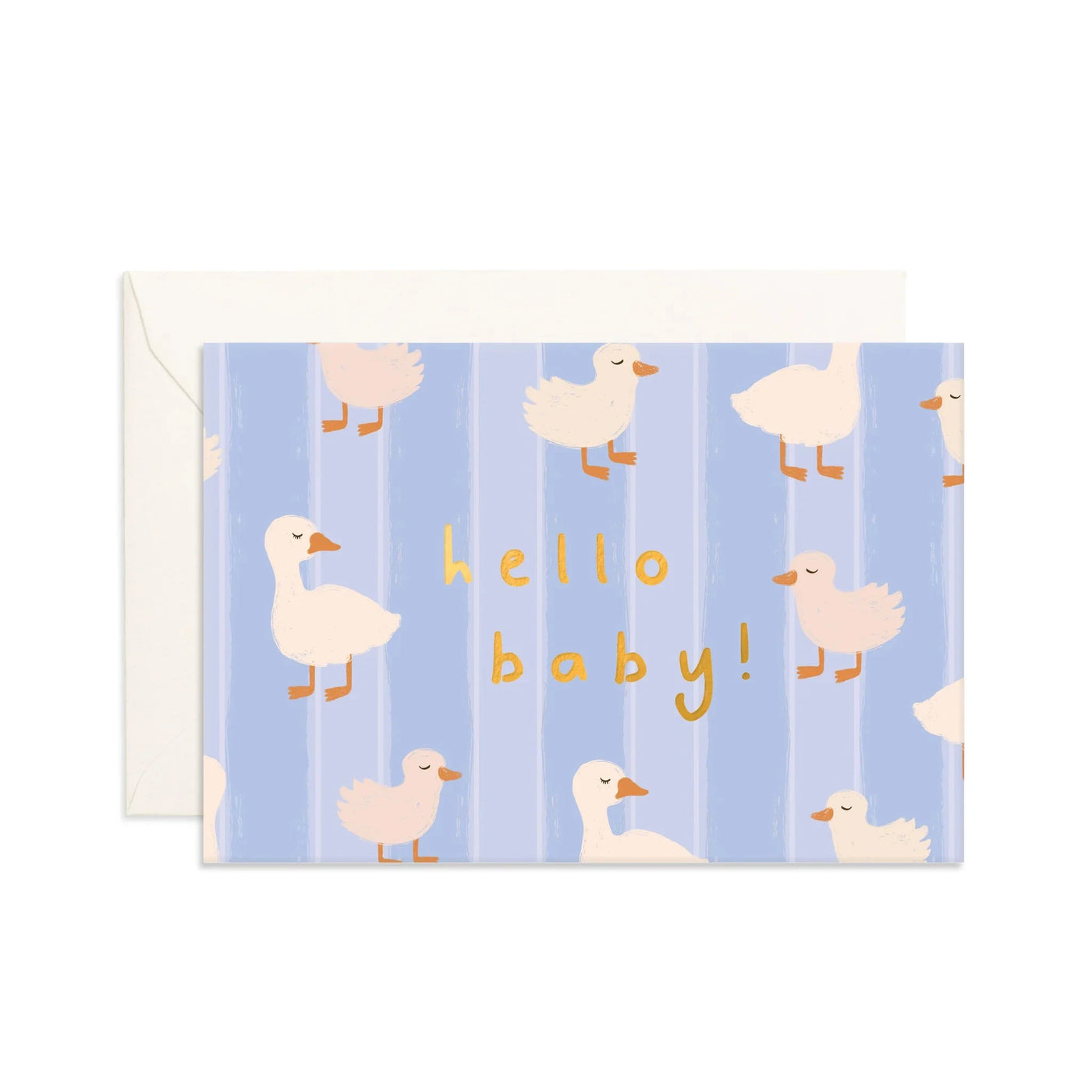 Fox & Fallow - Mini Greeting Card | Hello Baby Ducks Blue Greeting Card Fox & Fallow 
