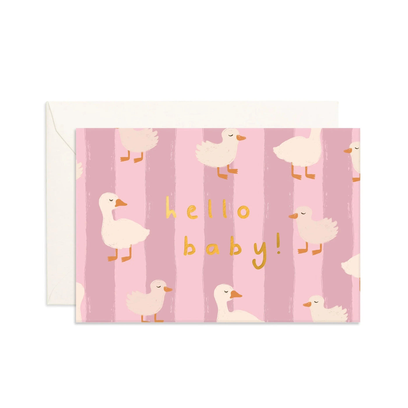 Fox & Fallow - Mini Greeting Card | Hello Baby Ducks Pink Greeting Card Fox & Fallow 