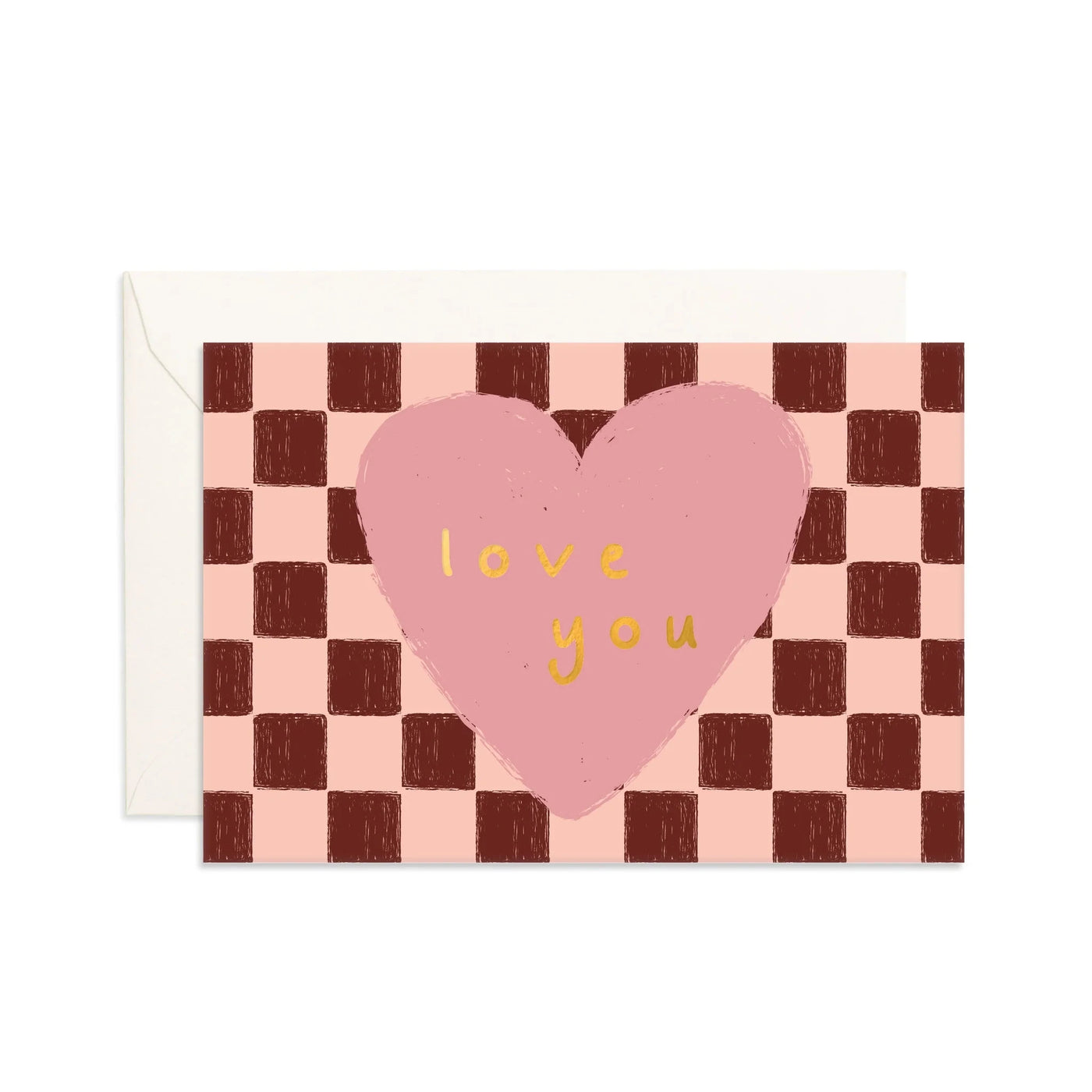 Fox & Fallow - Mini Greeting Card | Love You Checks Greeting Card Fox & Fallow 