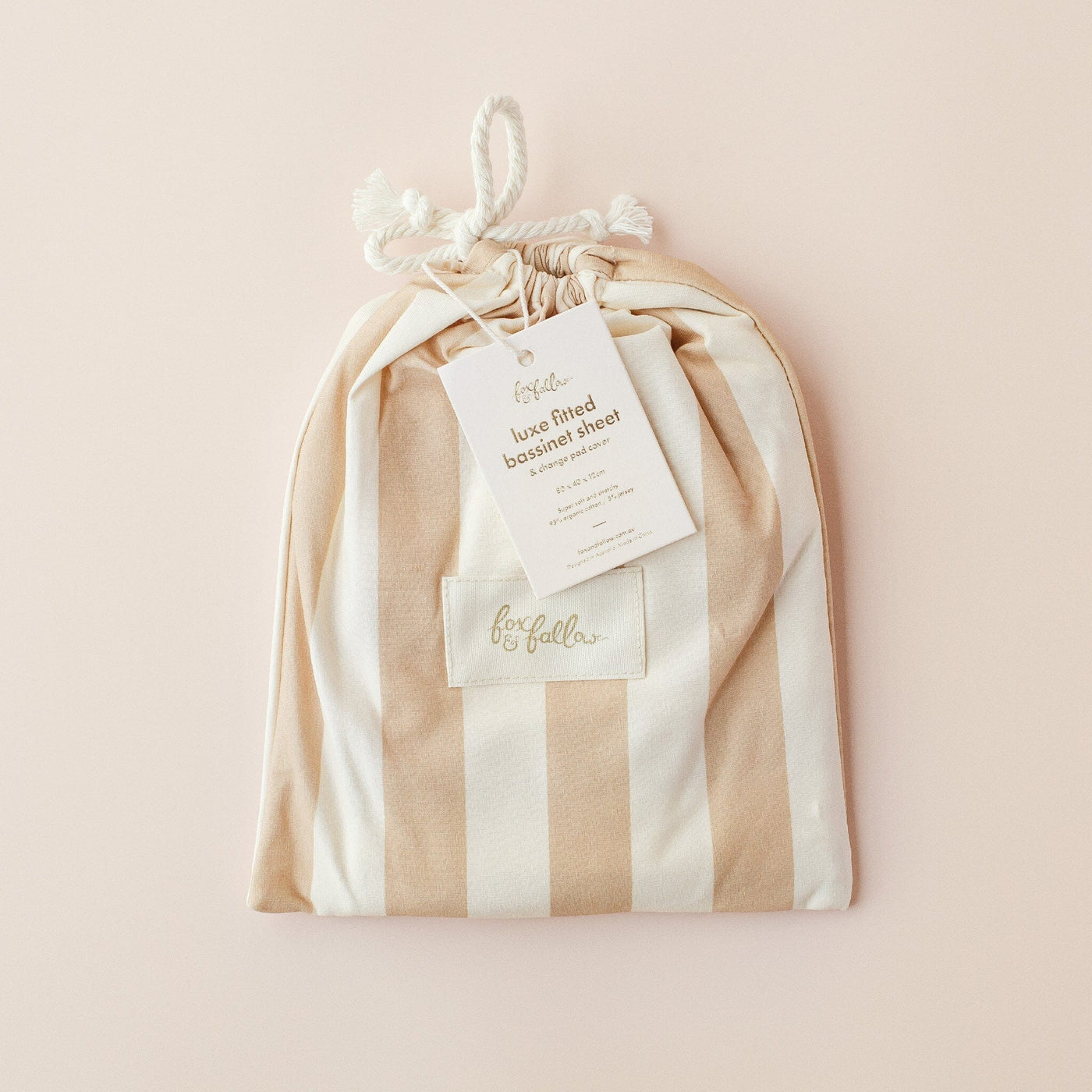 Fox & Fallow - Organic Fitted Bassinet Sheet/Change Pad Cover | Coffee Stripe Bassinet Sheet Fox & Fallow 
