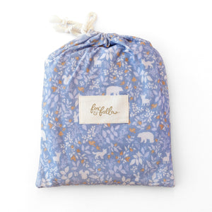 Fox & Fallow - Organic Fitted Cot Sheet | Forest Friends Cornflower