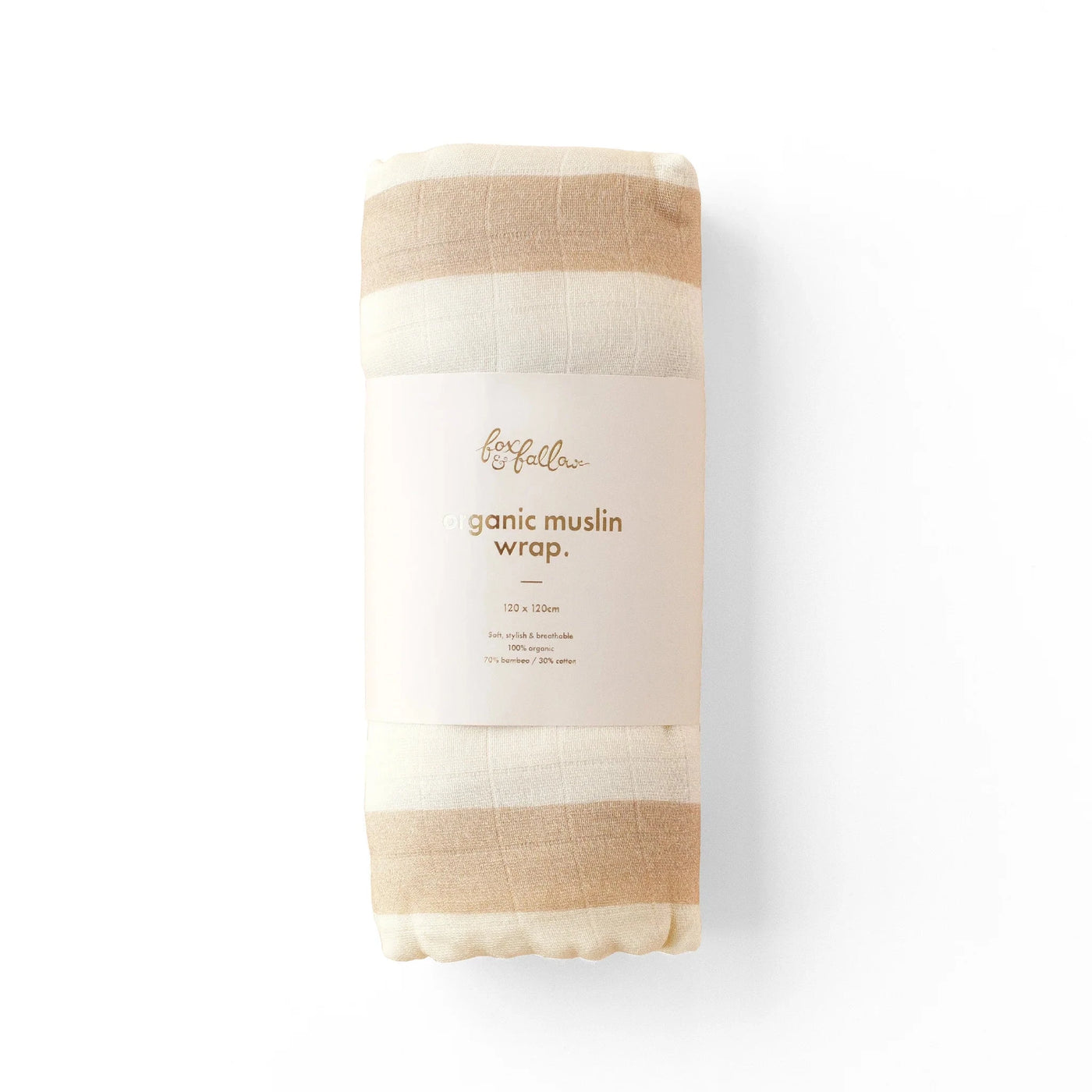 Fox & Fallow - Organic Muslin Wrap Swaddle | Coffee Stripe Muslin Wrap Fox & Fallow 