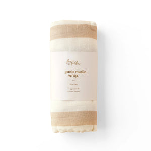 Fox & Fallow - Organic Muslin Wrap Swaddle | Coffee Stripe