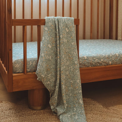 Fox & Fallow - Organic Muslin Wrap Swaddle | Forest Friends Sage Muslin Wrap Fox & Fallow 