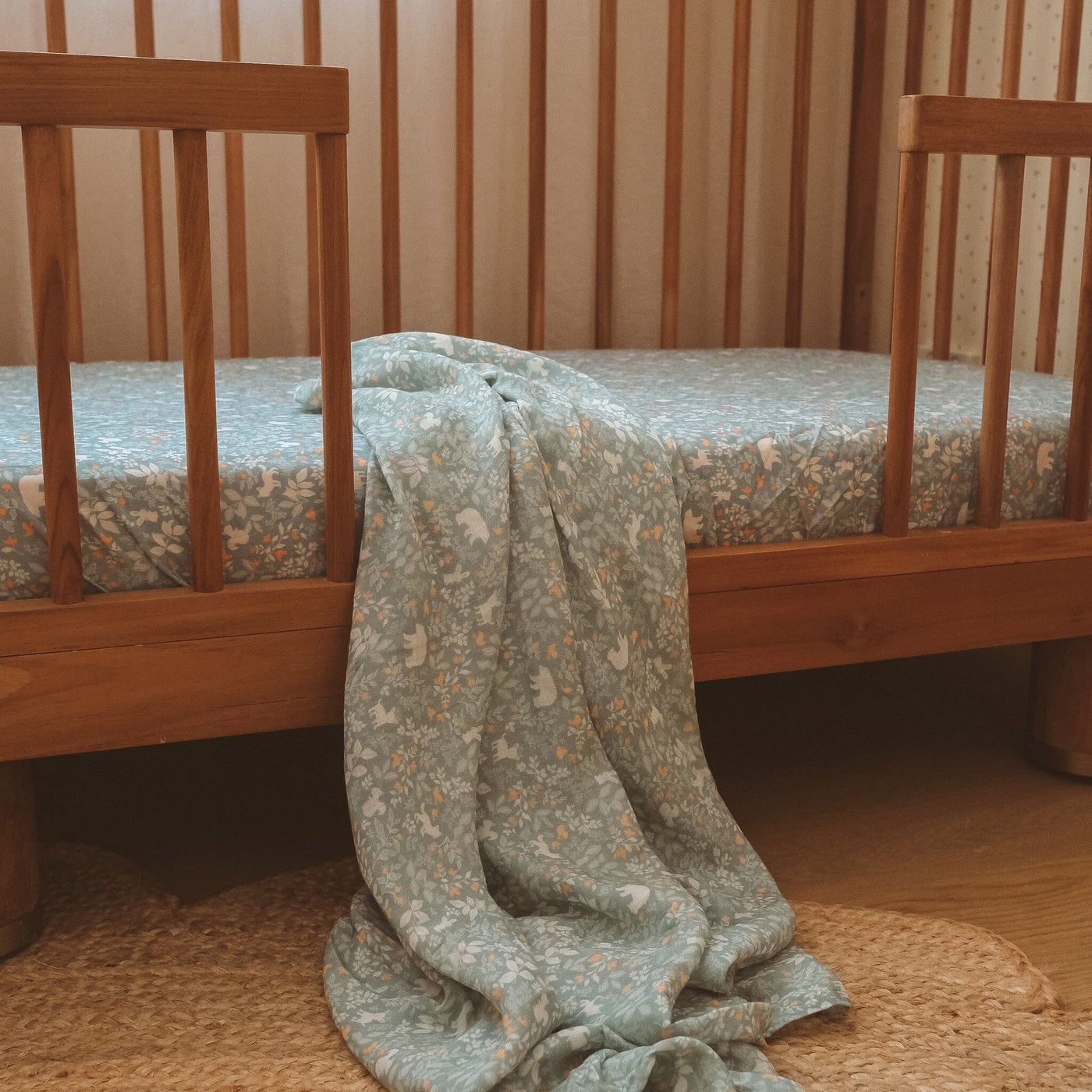 Fox & Fallow - Organic Muslin Wrap Swaddle | Forest Friends Sage Muslin Wrap Fox & Fallow 