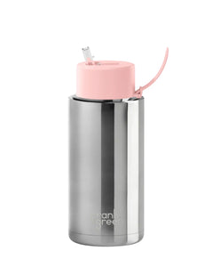 Frank Green Reusable Bottle - 34oz/1L | Chrome Silver Blush