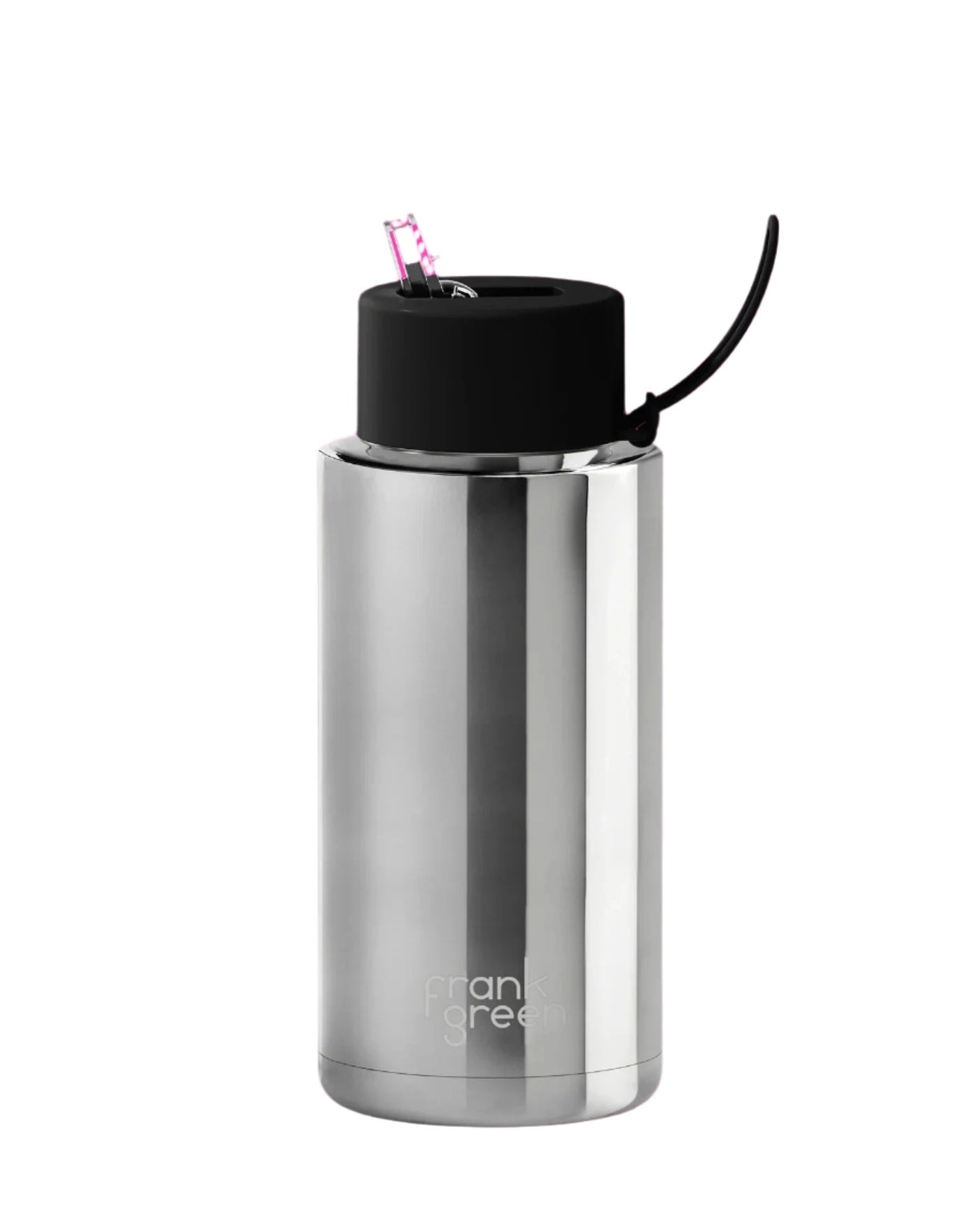 Frank Green Reusable Bottle - 34oz/1L | Chrome Silver Midnight Mealtime Frank Green 